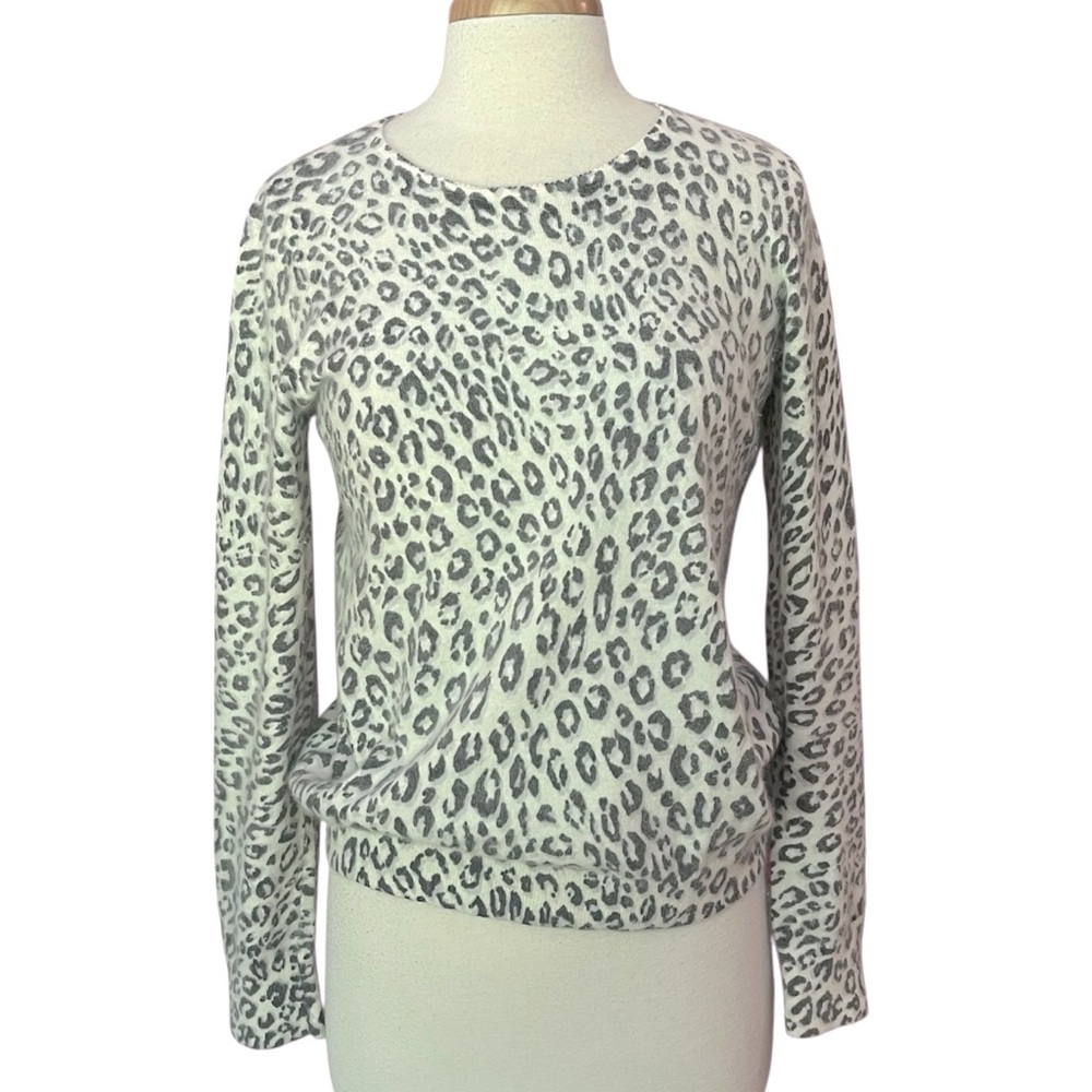 Ann Taylor Animal Print Sweater Womens Large Cheetah Leopard Soft Angora Fall